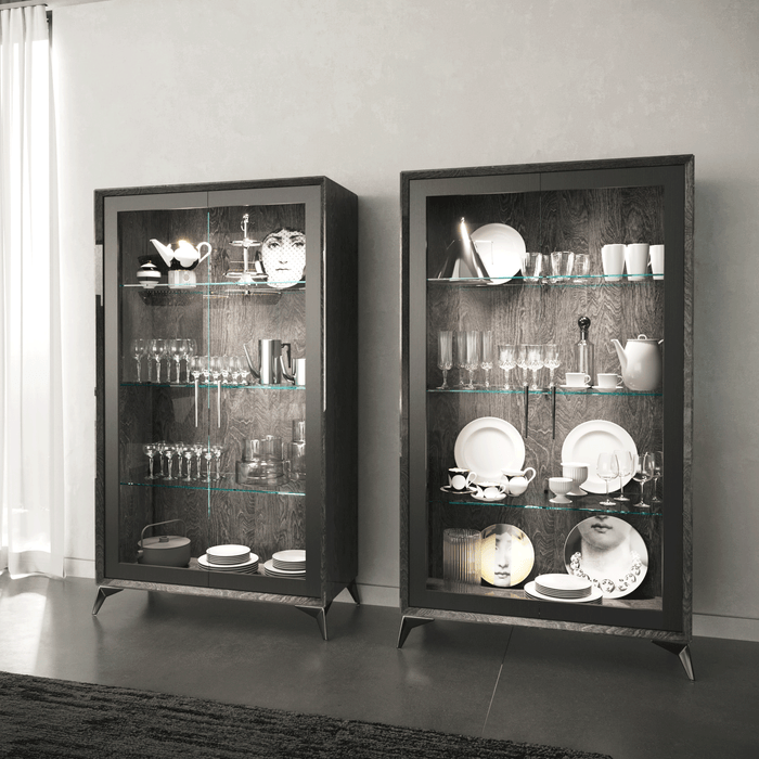 ESF Furniture - Krystal 2 Door Vitrine in Medblu - KRYSTAL-V - GreatFurnitureDeal