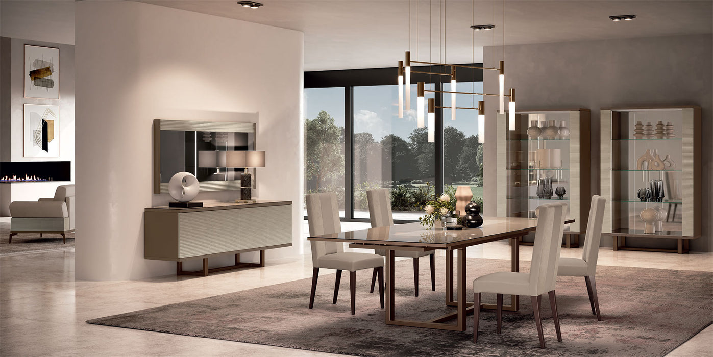 ESF Furniture - Linea 4 Door Buffet with Small Mirror in Neutral Tones - LINEA-BUFFETMIRROR