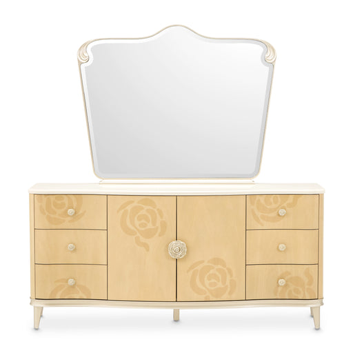 AICO Furniture - Camellia Field Dresser & Mirror in Caramel - N9090050SA-60-134 - GreatFurnitureDeal