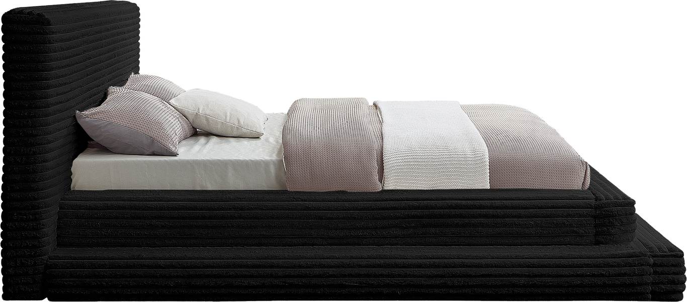 Meridian Furniture - Drew Black Corduroy Fabric Upholstered Full Bed (3 Boxes) - DrewBlack-F - GreatFurnitureDeal