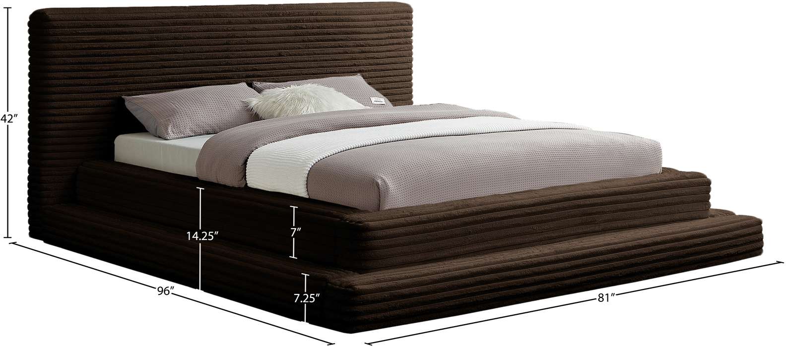 Meridian Furniture - Drew Brown Corduroy Fabric Upholstered Full Bed (3 Boxes) - DrewBrown-F - GreatFurnitureDeal