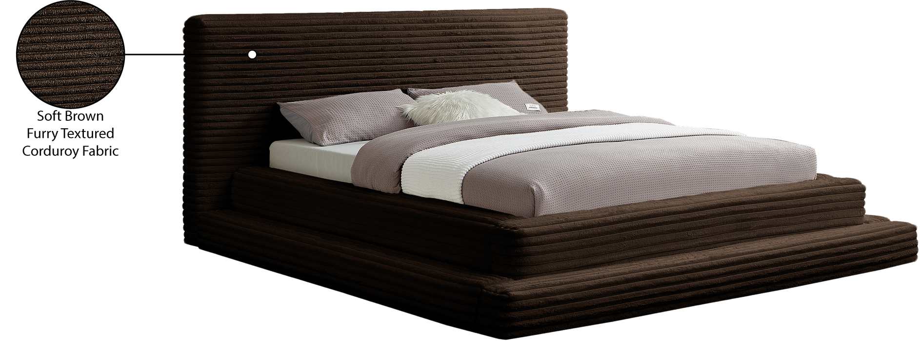 Meridian Furniture - Drew Brown Corduroy Fabric Upholstered Full Bed (3 Boxes) - DrewBrown-F - GreatFurnitureDeal