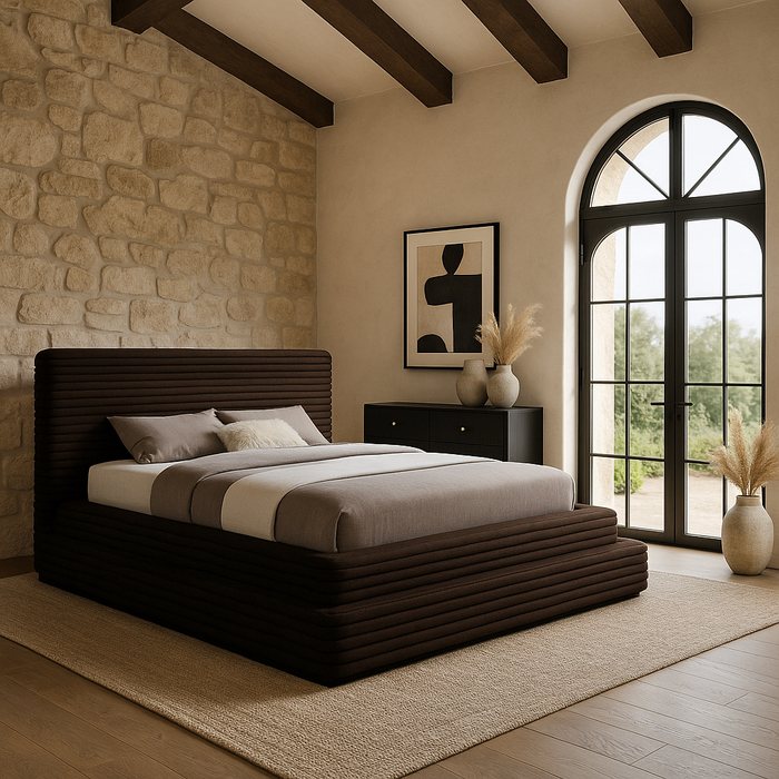 Meridian Furniture - Drew Brown Corduroy Fabric Upholstered King Bed (3 Boxes) - DrewBrown-K - GreatFurnitureDeal
