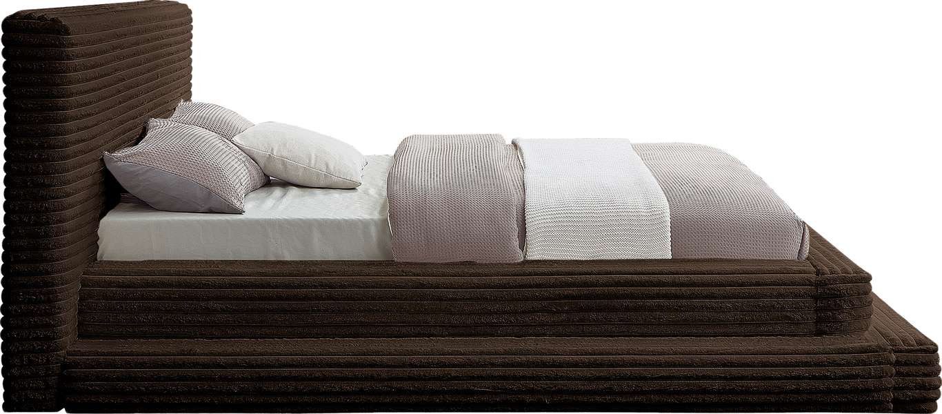 Meridian Furniture - Drew Brown Corduroy Fabric Upholstered King Bed (3 Boxes) - DrewBrown-K - GreatFurnitureDeal