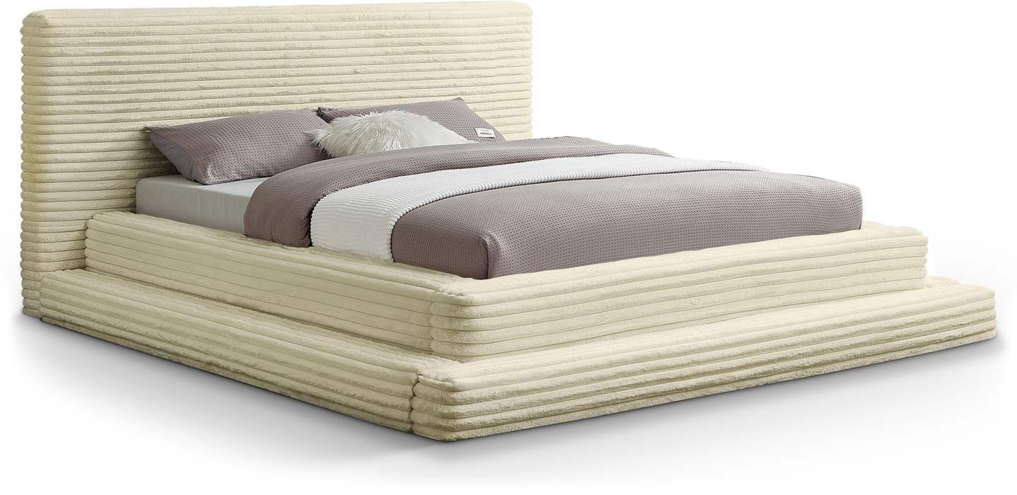 Meridian Furniture - Drew Cream Corduroy Fabric Upholstered Full Bed (3 Boxes) - DrewCream-F - GreatFurnitureDeal