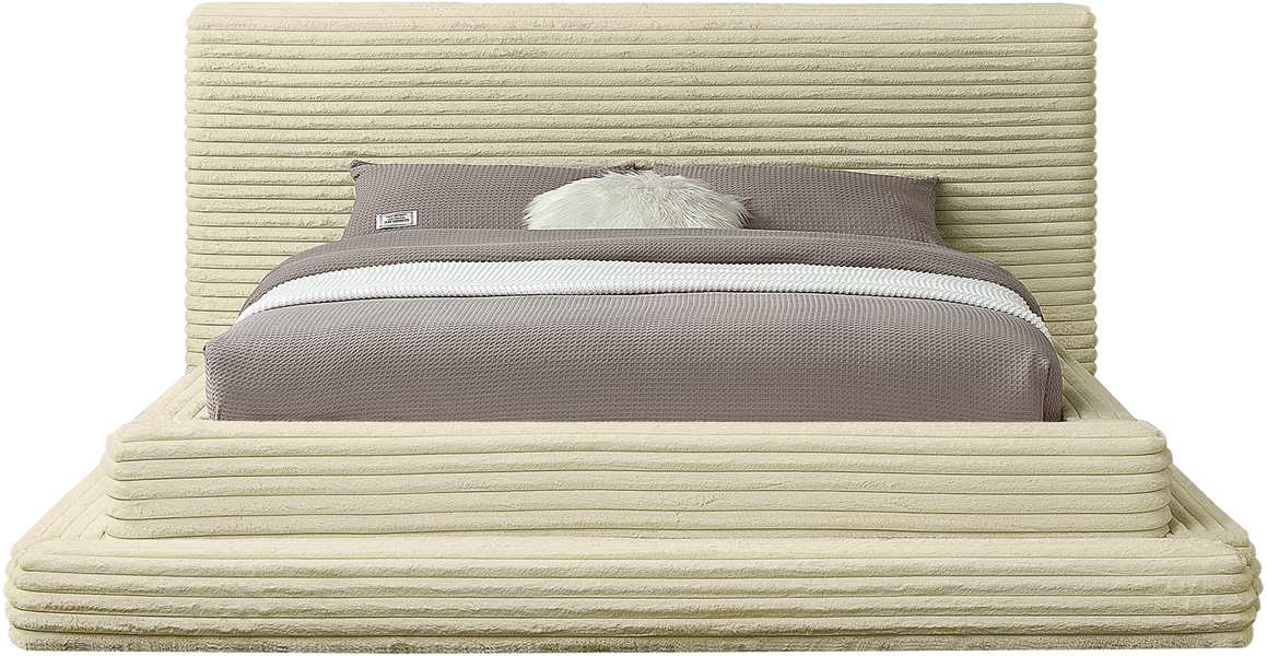 Meridian Furniture - Drew Cream Corduroy Fabric Upholstered Full Bed (3 Boxes) - DrewCream-F - GreatFurnitureDeal