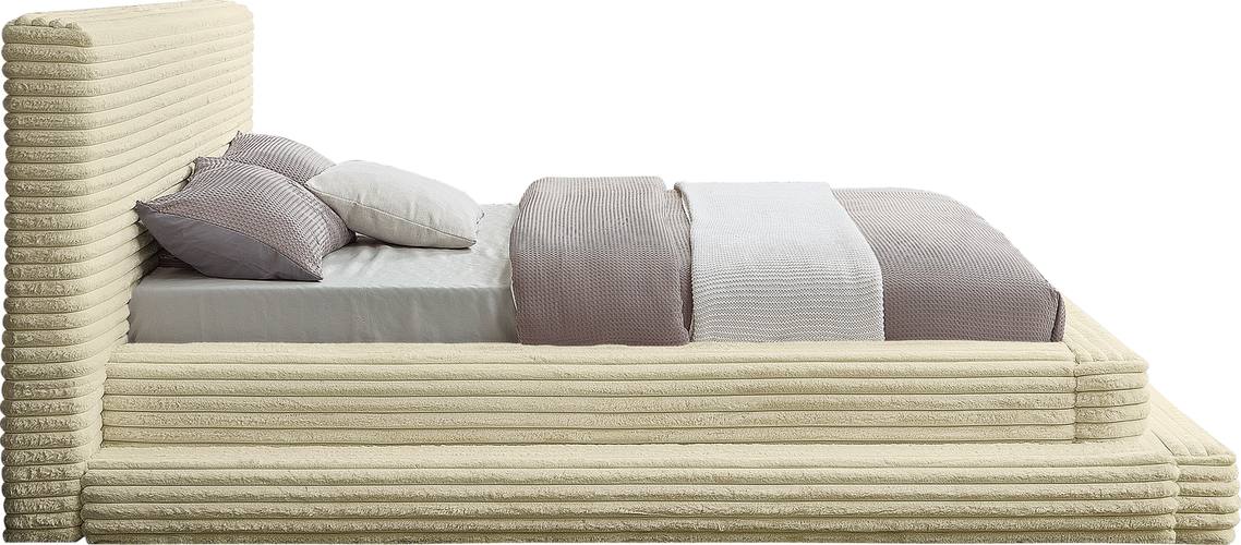 Meridian Furniture - Drew Cream Corduroy Fabric Upholstered Full Bed (3 Boxes) - DrewCream-F - GreatFurnitureDeal