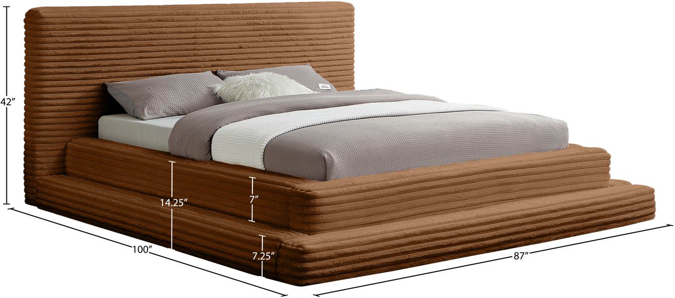 Meridian Furniture - Drew Saddle Corduroy Fabric Upholstered Queen Bed (3 Boxes) - DrewSaddle-Q - GreatFurnitureDeal