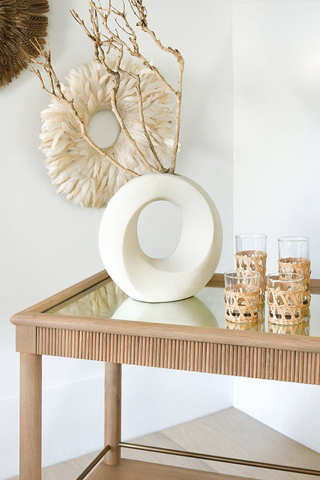 Worlds Away - Dublin Classic Bar Cart With Fluted Detail In Natural Oak - DUBLIN NO - GreatFurnitureDeal