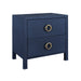 Worlds Away - Two Drawer Side Table With Antique Brass Circle Hardware In Textured Navy Linen - EDELMAN NVY - GreatFurnitureDeal