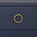 Worlds Away - Two Drawer Side Table With Antique Brass Circle Hardware In Textured Navy Linen - EDELMAN NVY - GreatFurnitureDeal