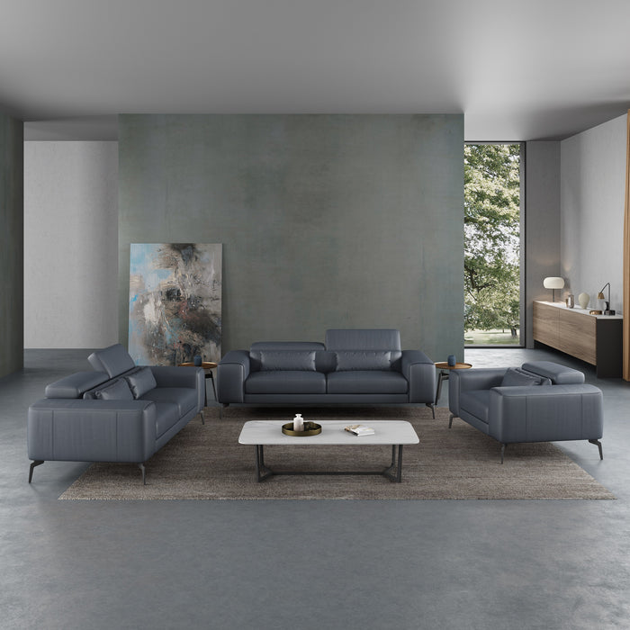 European Furniture - Cavour Sofa Gray Italian Leather - EF-12550-S