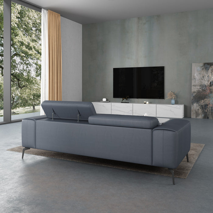 European Furniture - Cavour Sofa Gray Italian Leather - EF-12550-S - GreatFurnitureDeal