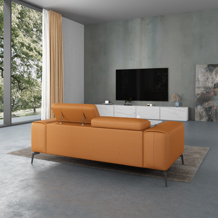 European Furniture - Cavour 3 Piece Sofa Set Cognac Italian Leather - EF-12551