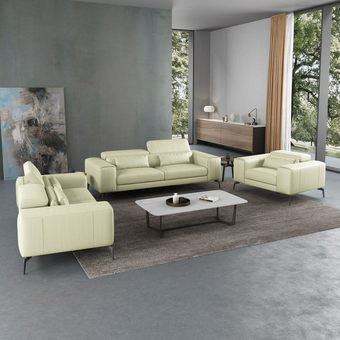 European Furniture - Cavour Sofa Off White Italian Leather - EF-12552-S