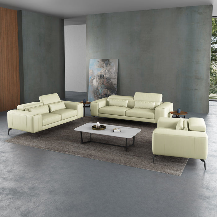European Furniture - Cavour 3 Piece Sofa Set Off White Italian Leather - EF-12552