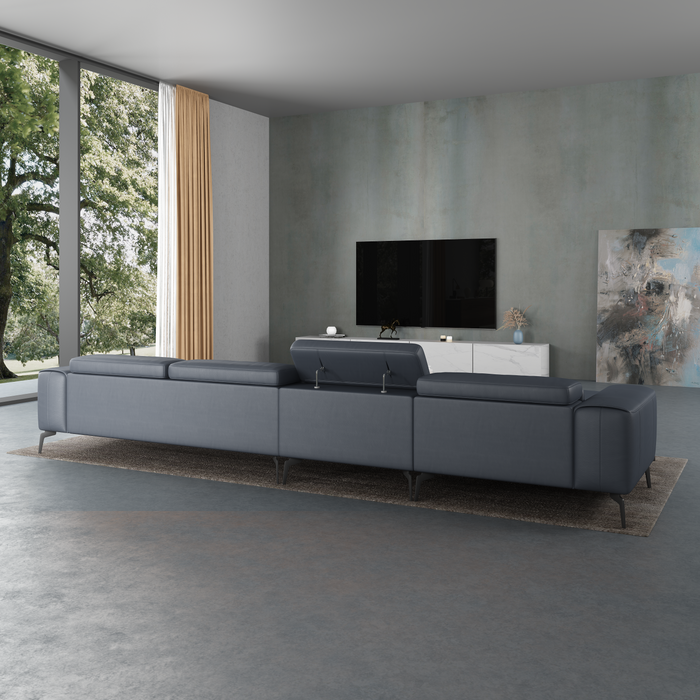 European Furniture - Cavour Mansion Left Facing Sectional in Gray - EF-12554L-4LHF - GreatFurnitureDeal