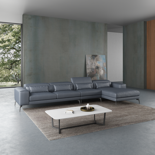 European Furniture - Cavour Mansion Right Facing Sectional in Gray - EF-12554R-4RHF - GreatFurnitureDeal