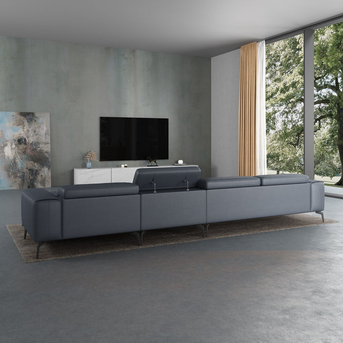 European Furniture - Cavour Mansion Right Facing Sectional in Gray - EF-12554R-4RHF