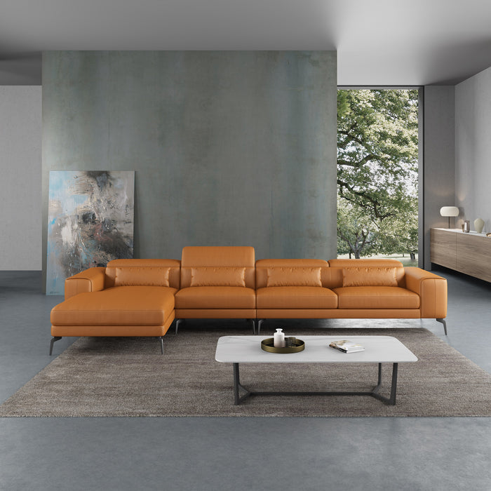 European Furniture - Cavour Mansion Left Facing Sectional in Cognac - EF-12556L-4LHF - GreatFurnitureDeal