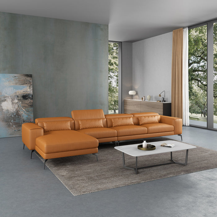 European Furniture - Cavour Mansion Left Facing Sectional in Cognac - EF-12556L-4LHF