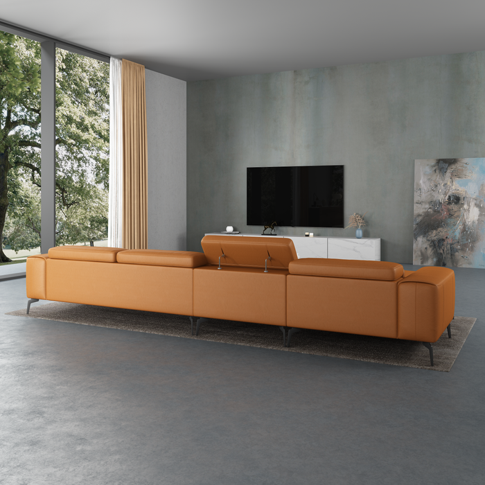 European Furniture - Cavour Mansion Left Facing Sectional in Cognac - EF-12556L-4LHF