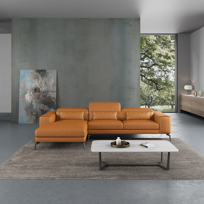 European Furniture - Cavour 3 Piece Left Facing Sectional in Cognac - EF-12556L-3LHF - GreatFurnitureDeal
