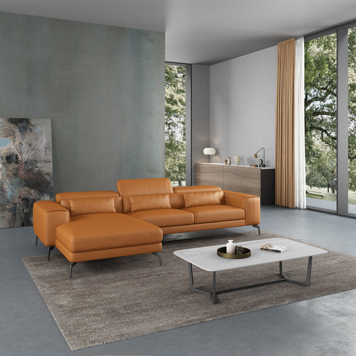 European Furniture - Cavour 3 Piece Left Facing Sectional in Cognac - EF-12556L-3LHF - GreatFurnitureDeal