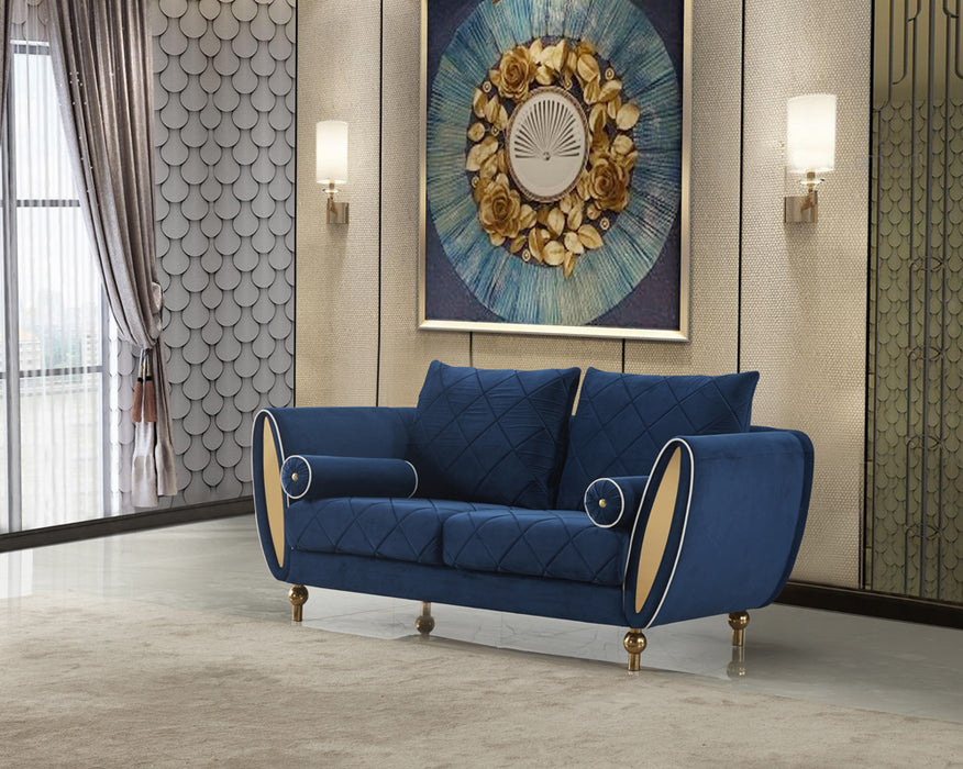 European Furniture - Sipario Vita 3 Piece Sofa Set in Blue - EF-22560