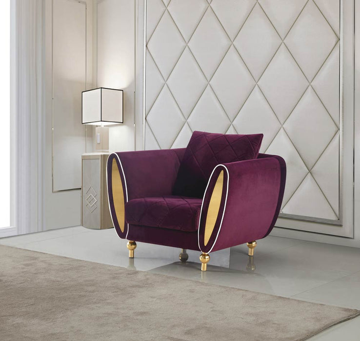 European Furniture - Sipario Vita Modern Burgundy Chair - EF-22561-C