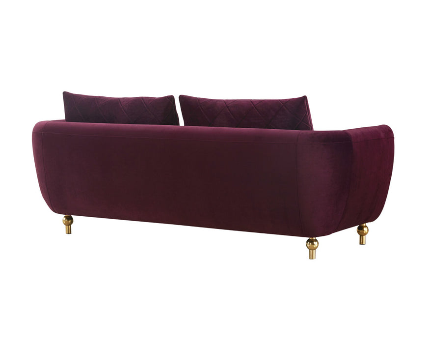 European Furniture - Sipario Vita 3 Piece Sofa Set Modern Burgundy - EF-22561