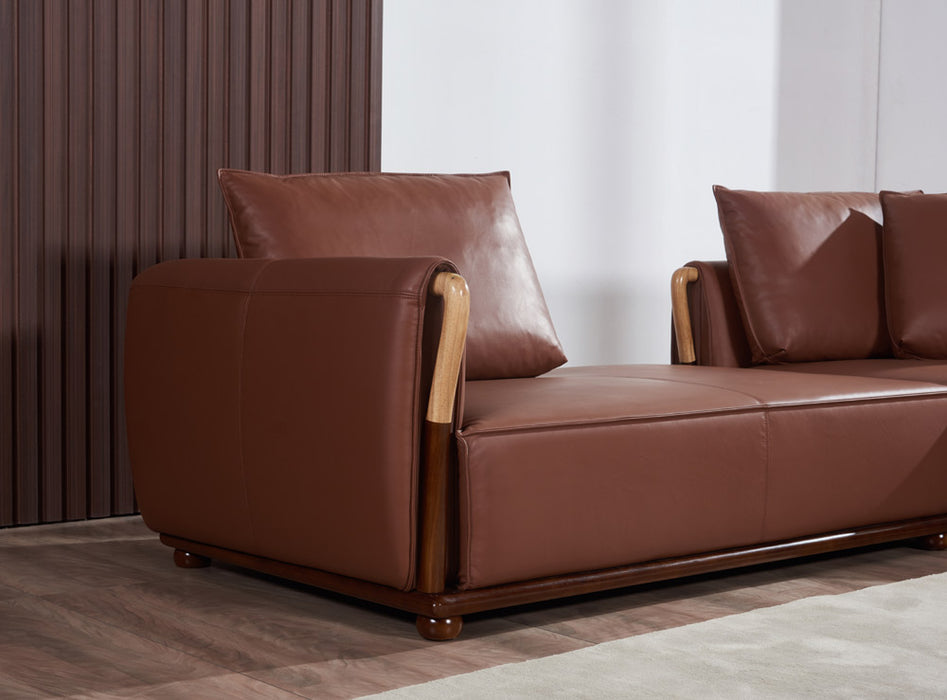 European Furniture - Skyline Sectional Russet Brown Italian Leather - EF-26662 - GreatFurnitureDeal
