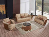 European Furniture - Glamour Sofa Set Tan & Brown Italian Leather - EF-51617 - GreatFurnitureDeal