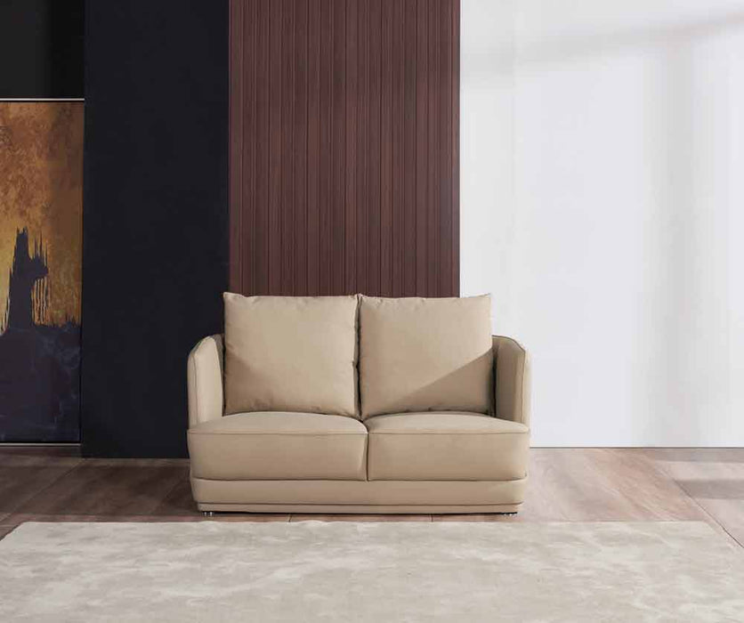 European Furniture - Glamour Loveseat Tan & Brown Italian Leather - EF-51617-L