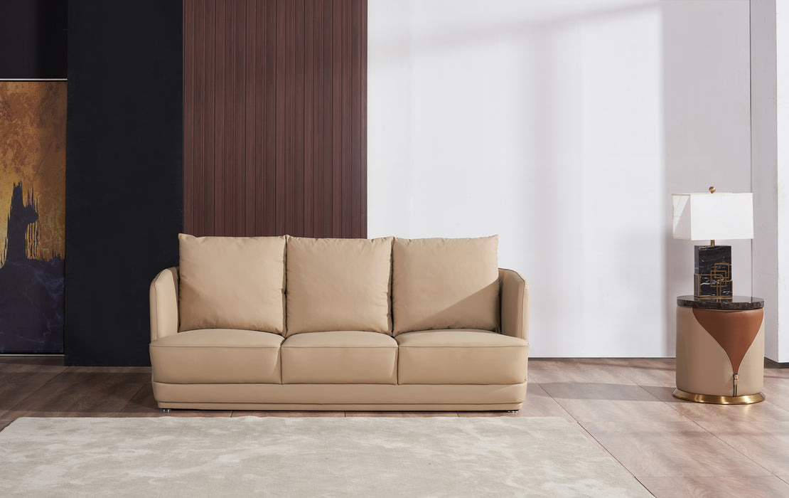 European Furniture - Glamour Sofa Tan & Brown Italian Leather - EF-51617-S