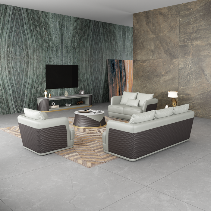 European Furniture - Glamour Chair Grey Chocolate Italian Leather - EF-51618-C