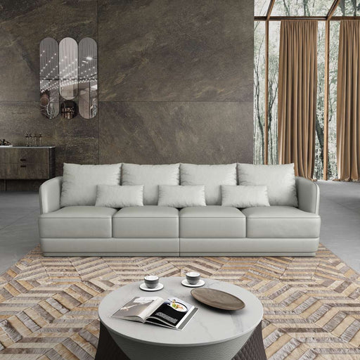 European Furniture - Glamour Mansion Sofa Grey Chocolate Italian Leather - EF-51618-4S - GreatFurnitureDeal