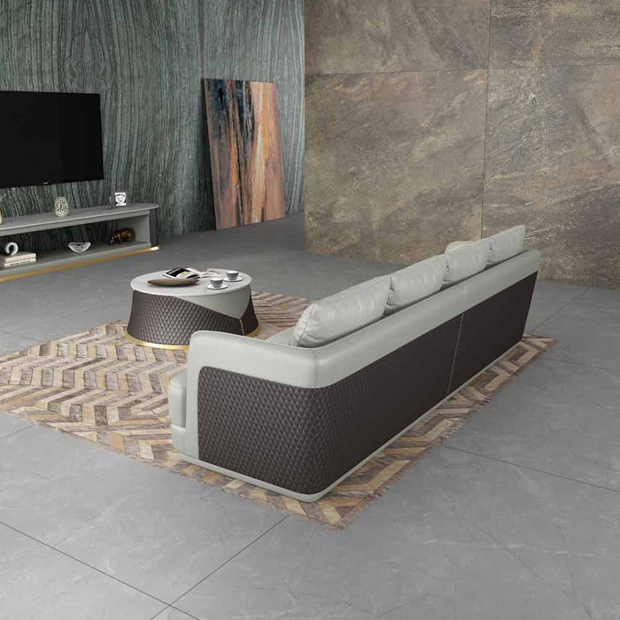 European Furniture - Glamour Mansion Sofa Grey Chocolate Italian Leather - EF-51618-4S