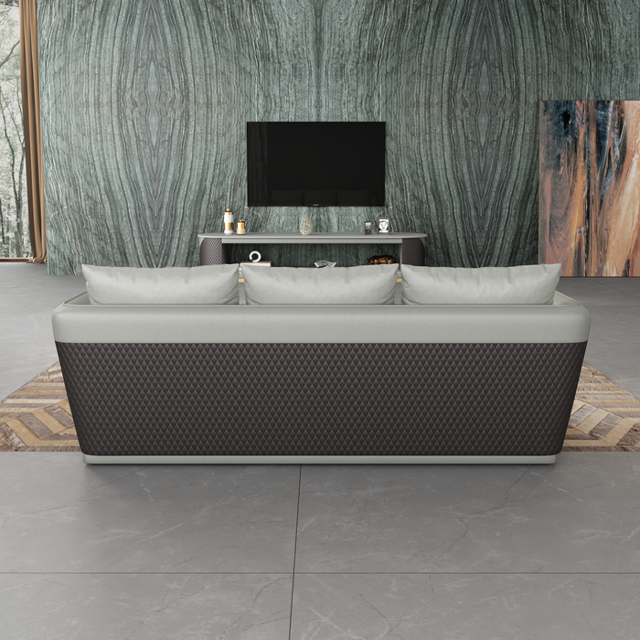 European Furniture - Glamour Sofa Grey Chocolate Italian Leather - EF-51618-S