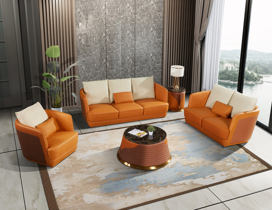 European Furniture - Glamour Loveseat Orange & Brown Italian Leather - EF-51619-L