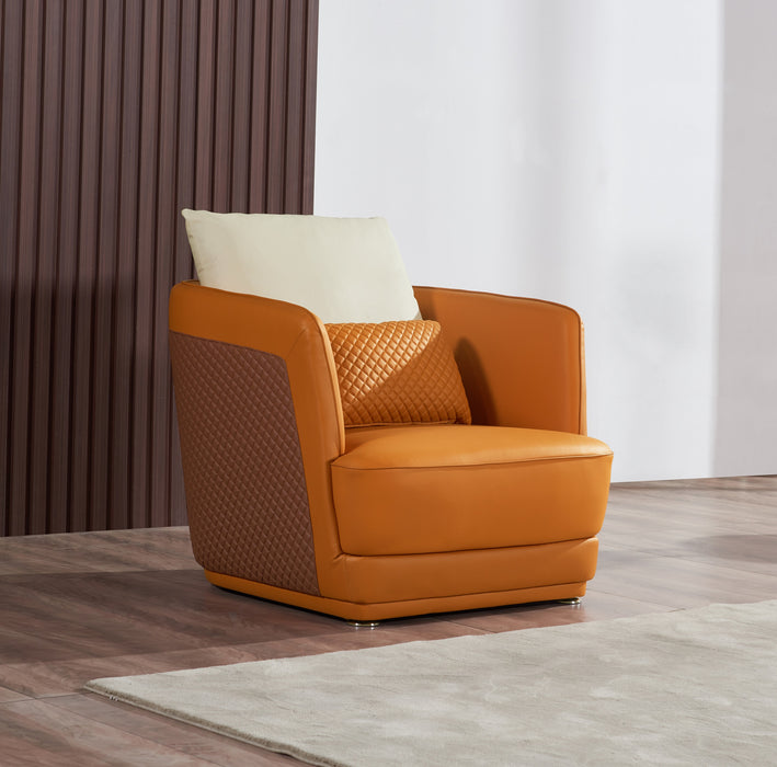 European Furniture - Glamour Chair Orange & Brown Italian Leather - EF-51619-C - GreatFurnitureDeal