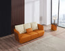European Furniture - Glamour 3 Piece Sofa Set Orange & Brown Italian Leather - EF-51619 - GreatFurnitureDeal