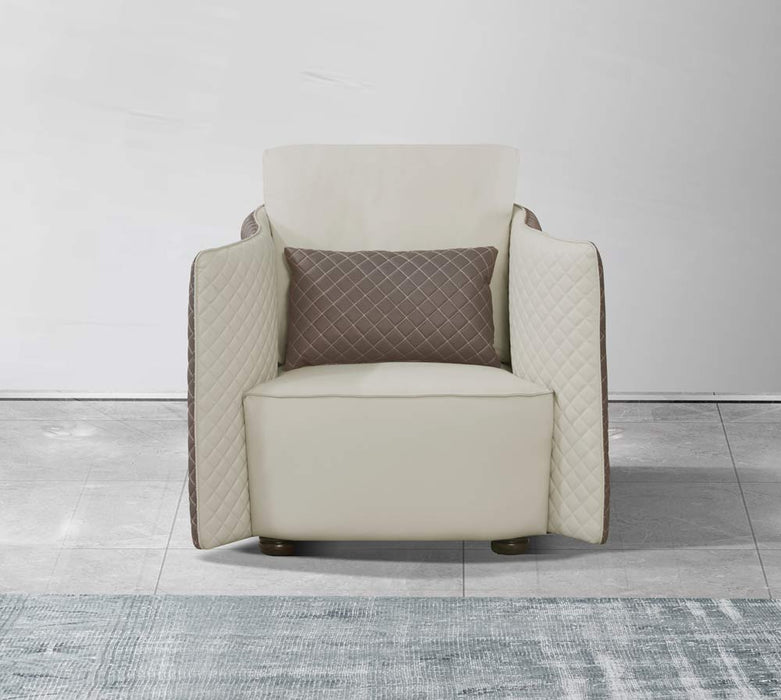 European Furniture - Makassar Chair Beige & Taupe Italian Leather - EF-52550-C