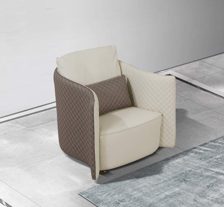European Furniture - Makassar 3 Piece Sofa Set Beige & Taupe Italian Leather - EF-52550
