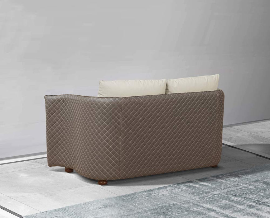 European Furniture - Makassar Loveseat Beige & Taupe Italian Leather - EF-52550-L