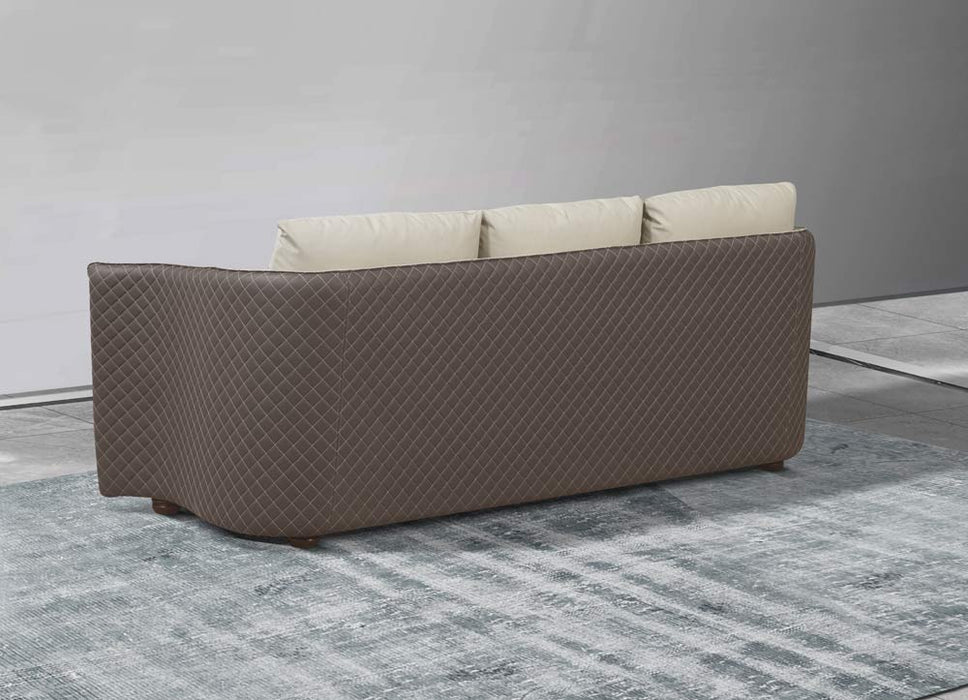 European Furniture - Makassar 3 Piece Sofa Set Beige & Taupe Italian Leather - EF-52550