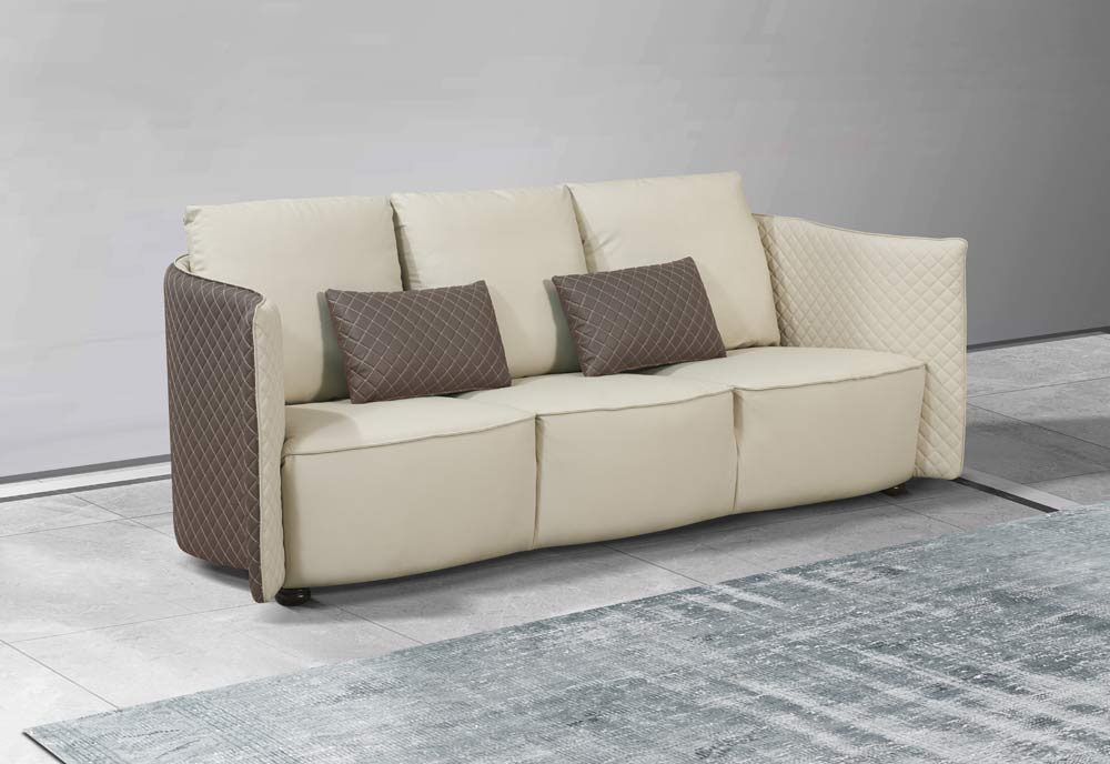 European Furniture - Makassar Sofa Beige & Taupe Italian Leather - EF-52550-S