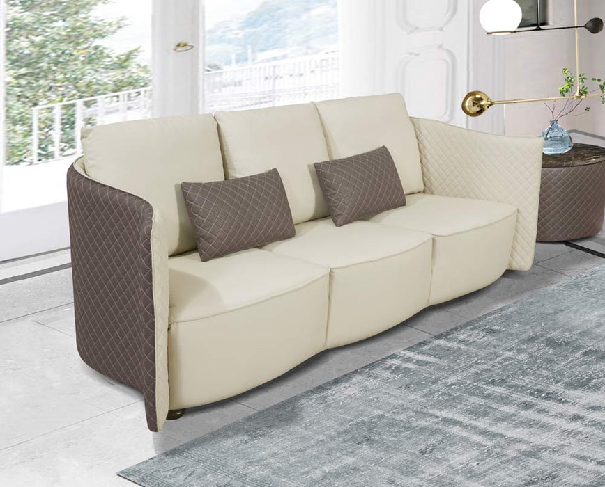 European Furniture - Makassar Sofa Beige & Taupe Italian Leather - EF-52550-S