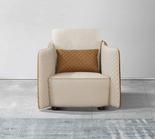 European Furniture - Makassar Chair Beige & Orange Italian Leather - EF-52552-C - GreatFurnitureDeal