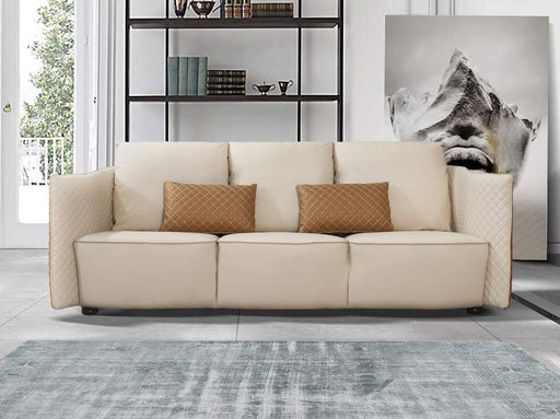 European Furniture - Makassar Sofa Beige & Orange Italian Leather - EF-52552-S - GreatFurnitureDeal